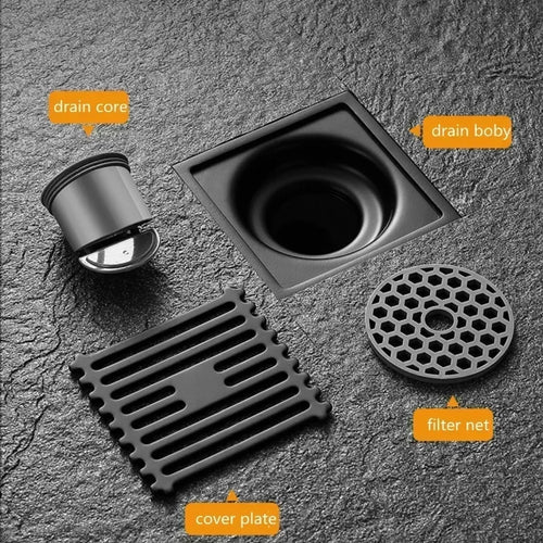 10CM Square Floor Drain Anti-odor, Stainless Steel Floor Drain with Removable Cover, Shower Floor Drain for Bathroom Laundry Oasis Select