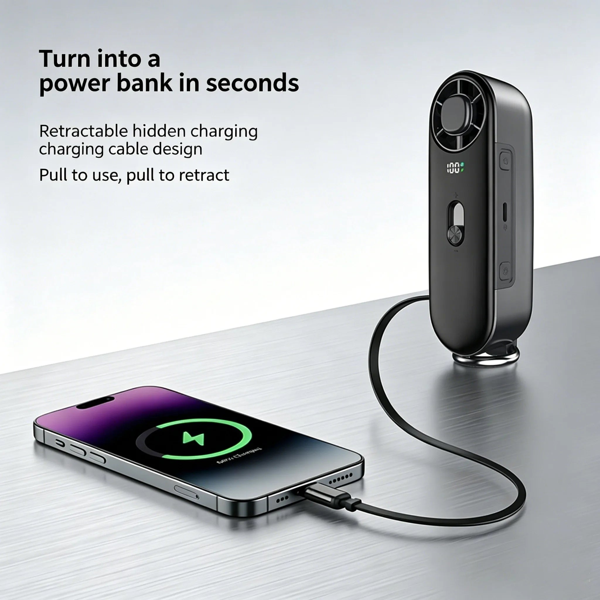 4 in 1 Semiconductor Cooling Fan 10000mAh Power Bank Handheld Fan 100 Speeds LED Flashlight Portable Outdoor Fan Oasis Select