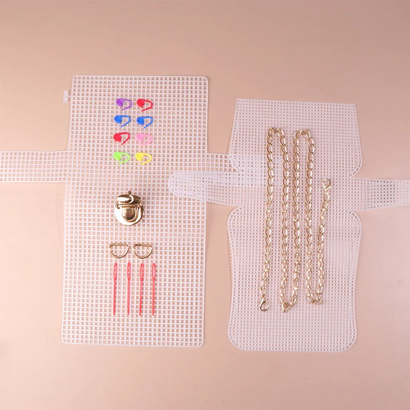 1 Set Auxiliary Knitting Plastic Mesh Kit DIY Craft Bag Knitting Materials Handbag Shoulder Bag Mesh Cover Bag Bag Accessories Oasis Select