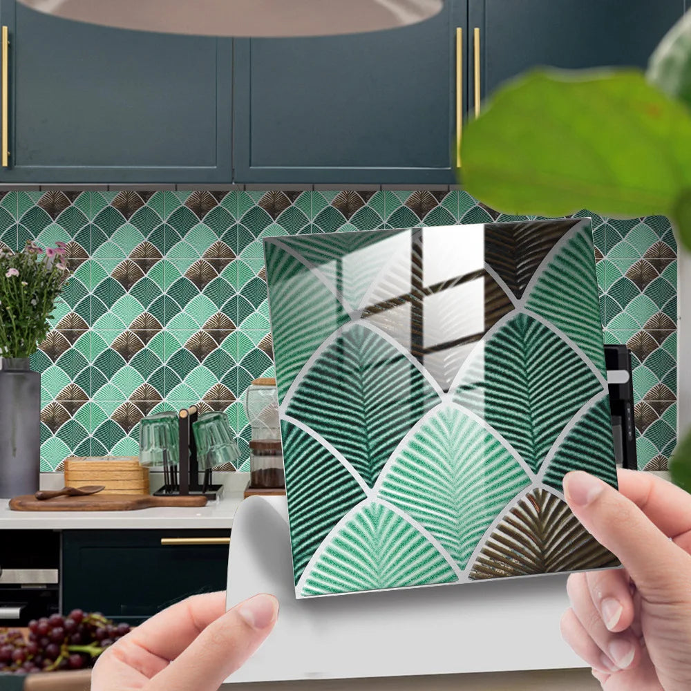 Covered with crystal film peacock feather pattern renovation home mural tile wall sticker Oasis Select DJ051 10x10cm-10pcs