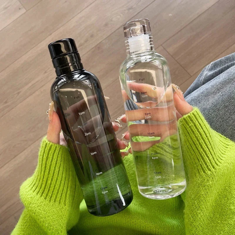 Transparent Plastic Water Bottle with Time Scale Large Capacity Leakproof Drink Bottle Drop-resistant Drink Cup For Sport Travel Oasis Select