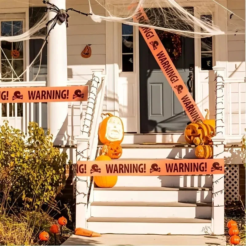 1-10Roll Halloween Caution Tape Danger Warning Barricade Safety Line for Outdoor Yard Decoration Scene Props Spooky Party Supply Oasis Select