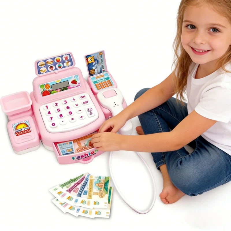 Simulation Shopping Cash House Toys Electronic Game Lighting and Sound Effects Supermarket Cashier Toys Toy for Kids Girl Gifts Oasis Select