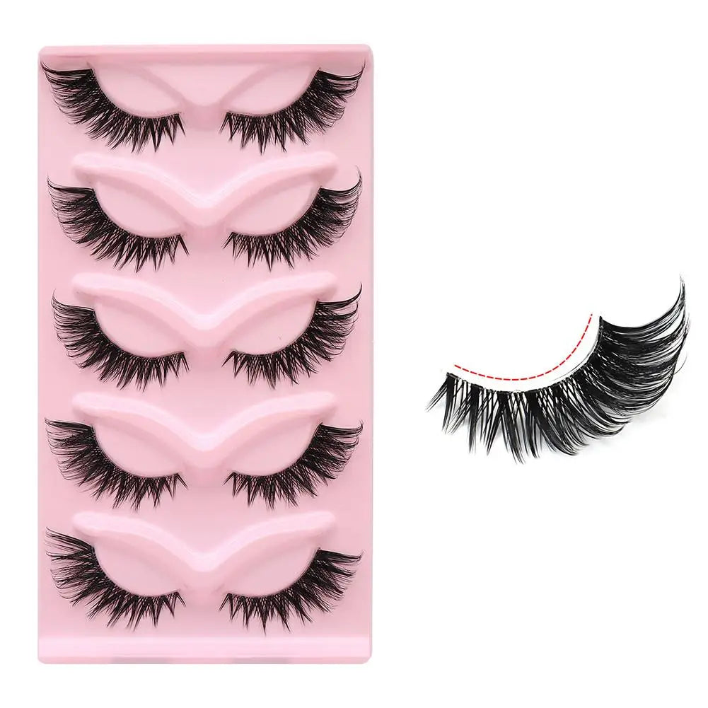 5 Pairs Faux Mink Wispy False Eyelashes – Fluffy Cat Eye Lashes
