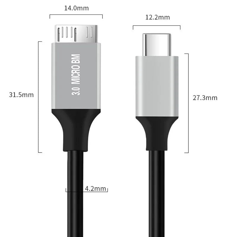1m Micro USB 3 0 to Type C Cable Adapter Connector 5Gbps External Hard Drive Disk Cable usb c Type-C to Micro for Hard Drive Oasis Select