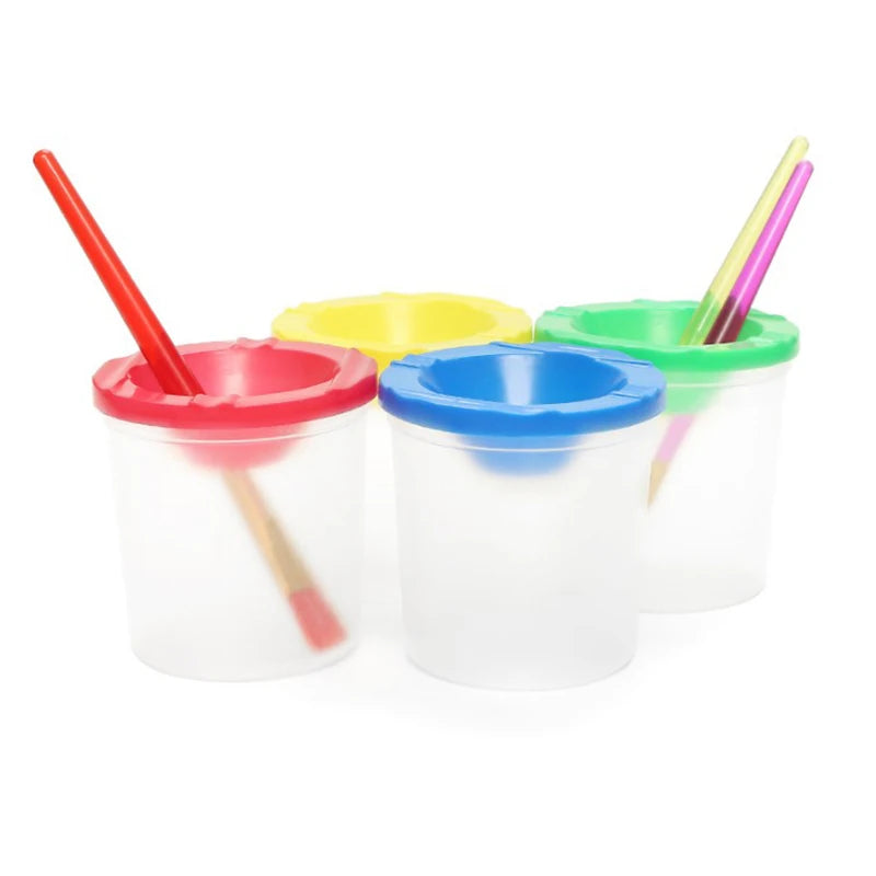 Painted Art Pen Washing Cup Plastic Transparent Multifunctional Pen Washing Bucket Watercolor Paint Painting Pen Washing Cup Oasis Select