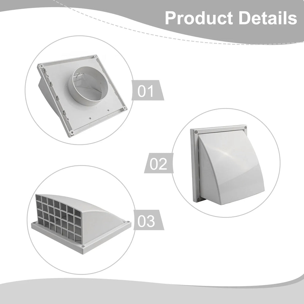 100/125/150mm Exterior Wall Ventilation Grille Range Hood Duct Air Outlet Extract Valve Ducting Ventilation Exhaust Grille Cover Oasis Select