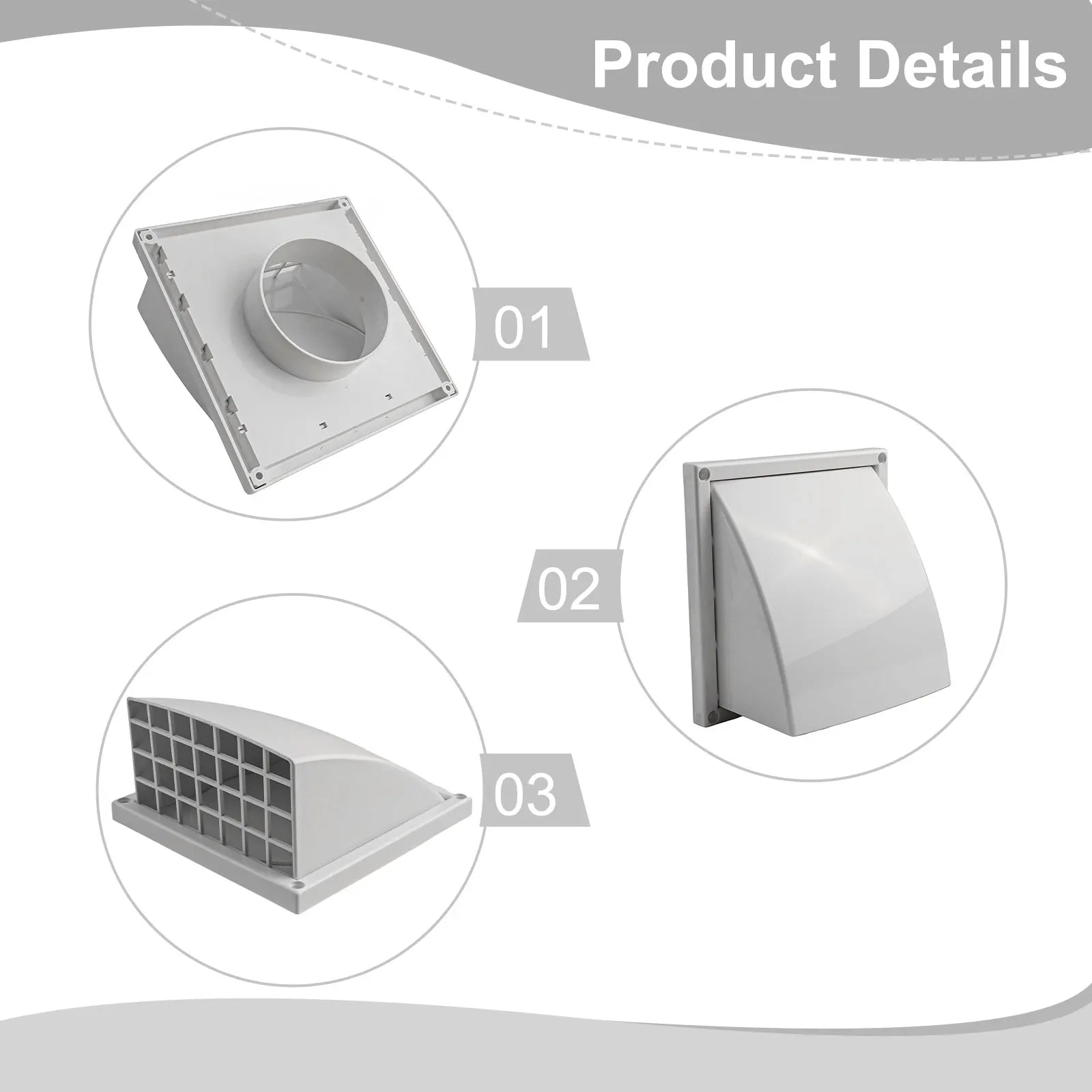 100/125/150mm Exterior Wall Ventilation Grille Range Hood Duct Air Outlet Extract Valve Ducting Ventilation Exhaust Grille Cover Oasis Select