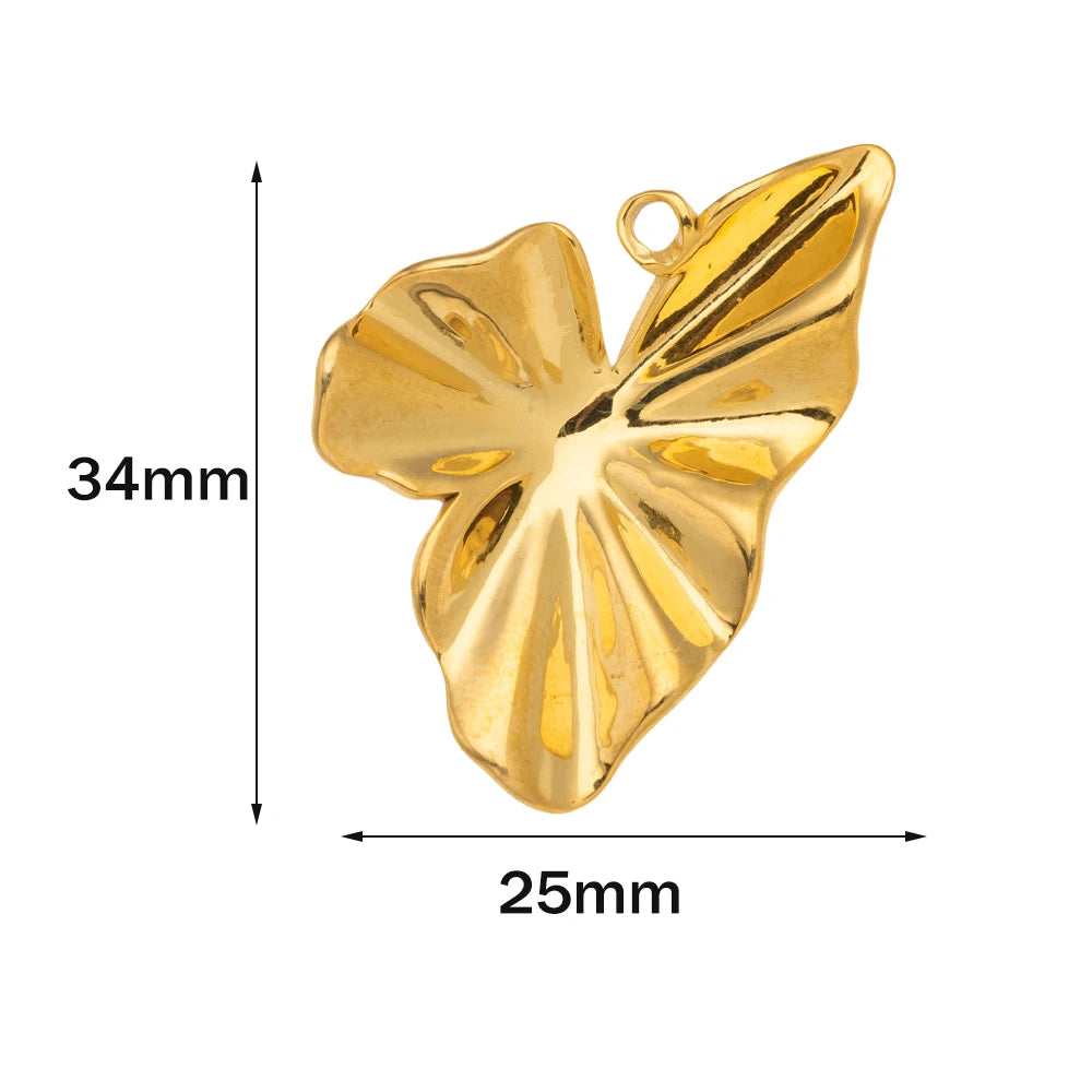 5pcs Gold Stainless Steel Flower Charms Metal Pearl Pendant for DIY Necklace Bracelet Jewelry Making and Crafting Wholesale Bulk Oasis Select Gold 25x34mm