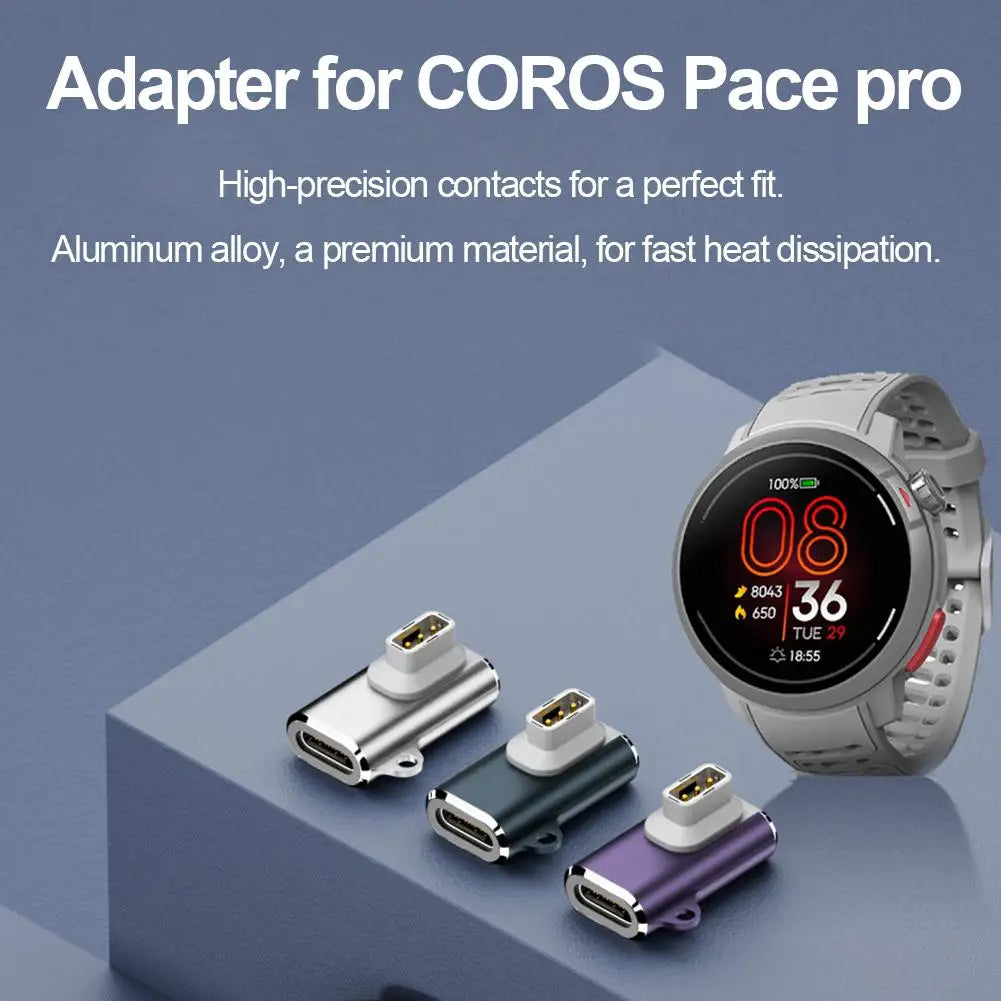 Smartwatch Charger Converter with Indicator Light High Speed Magnetic Charging Adapter Safe for Coros Pace Pro Oasis Select