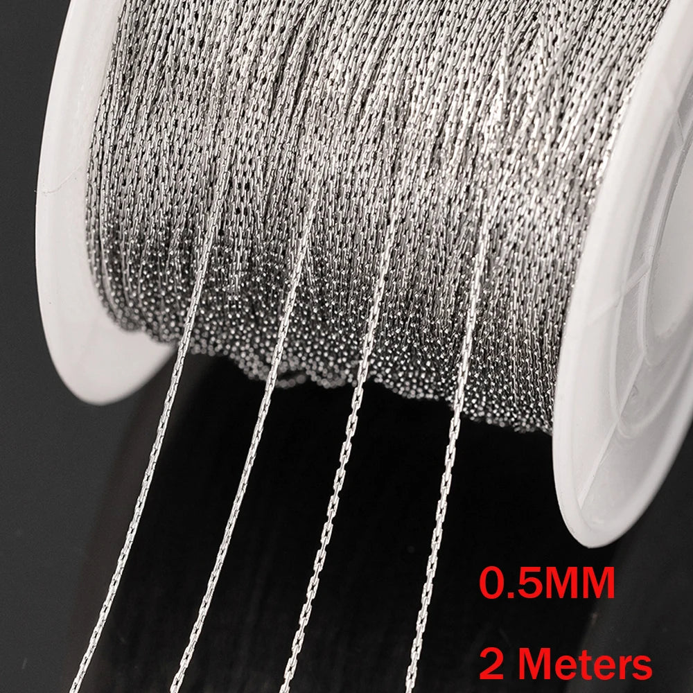 2M 10M 0.5mm Stainless Steel Thin Gold Cable Link Snake Chain for DIY Necklace Earrings Anklet Jewelry Making Supplies Bulk Oasis Select Steel 2m