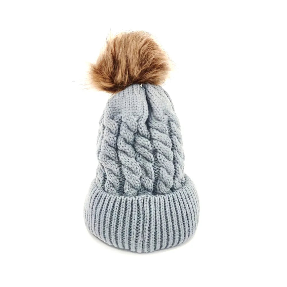 Middle cap knitting Fried Dough Twists wool hat wool ball hat warm hat cover in autumn and winter Oasis Select 4