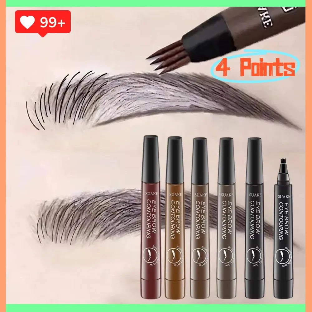 4-Tip Microblading Liquid Eyebrow Pencil – Waterproof, Long Lasting