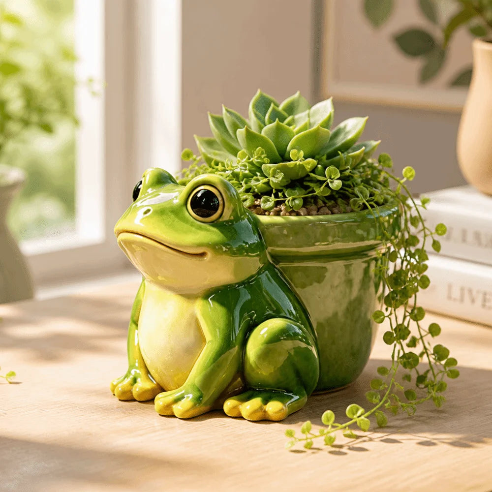 Resin Frog Flower Pot – Funny Garden Succulent & Pencil Holder Resin Decorative Planter Oasis Select