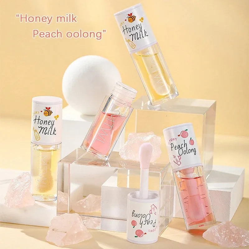 White Peach And Honey Lip Oil Soothes Dry Moisturizes And Does Not Fade Lovely Big Brush Head Lip Gloss Oasis Select