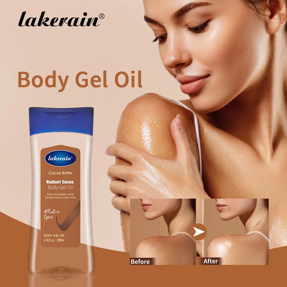 Lakerain Cocoa Body Gel Oil Skin Care Deep Hydrating 200ml Body Oil Cocoa Butter Moisturizing Radian For All Skin Types Oasis Select