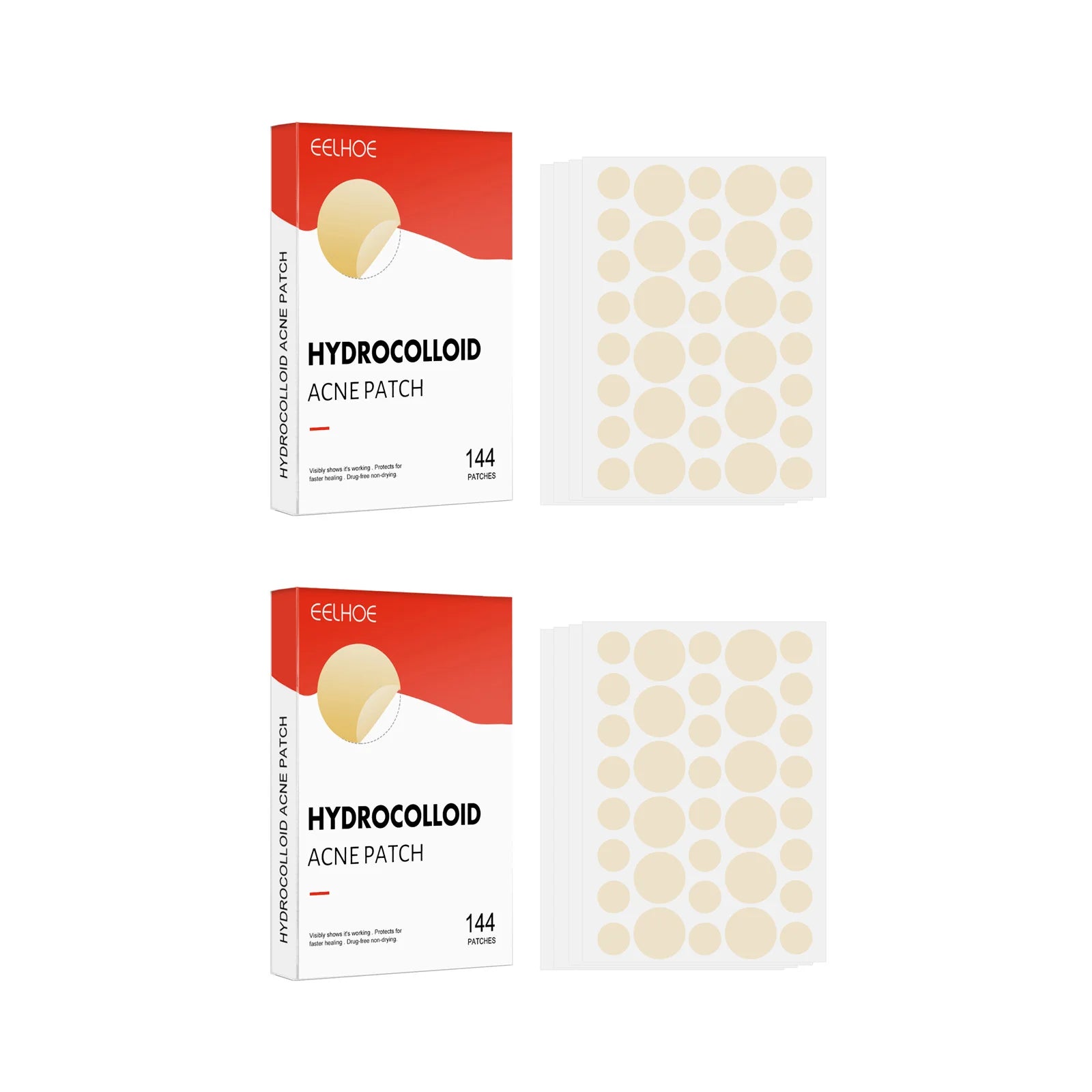 Hydrocolloid Acne Patches 144pc – 2 Sizes, Invisible & Clear Acne Patch Oasis Select 2 x 144pcs Boxed