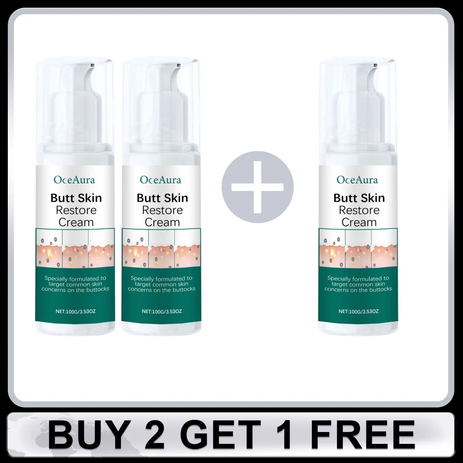 OCEAURA Butt Care Cream Lightens Dark Spots Reduce Melanin Improve Skin Elasticity Even Skin Tone Brightening Firming Hip Care Oasis Select Buy 2 Get 1 Free