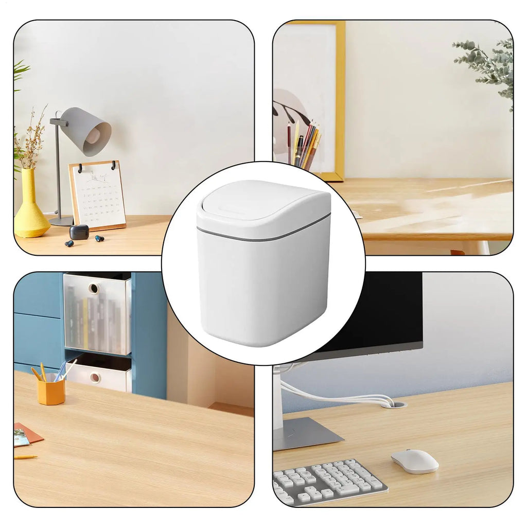Desktop Trash Can Mini Garbage Can Plastic Dustbin with Shake Cover for Home Office Waste Bins Household Cleaning Storage Box Oasis Select