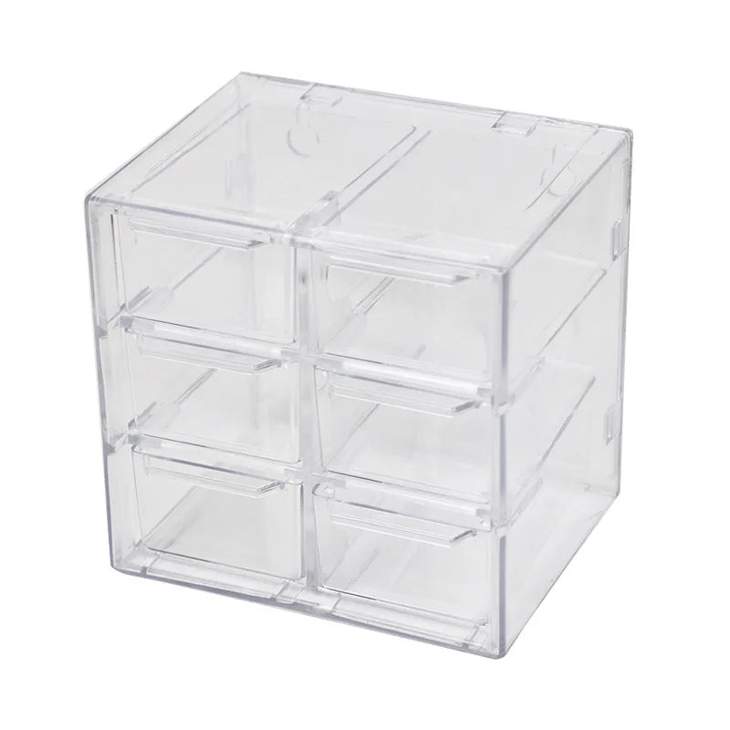 Transparent Desktop Multi Grid Jewelry Box Drawer Type Lipstick Cosmetics Dustproof Storage Box Oasis Select 6cells