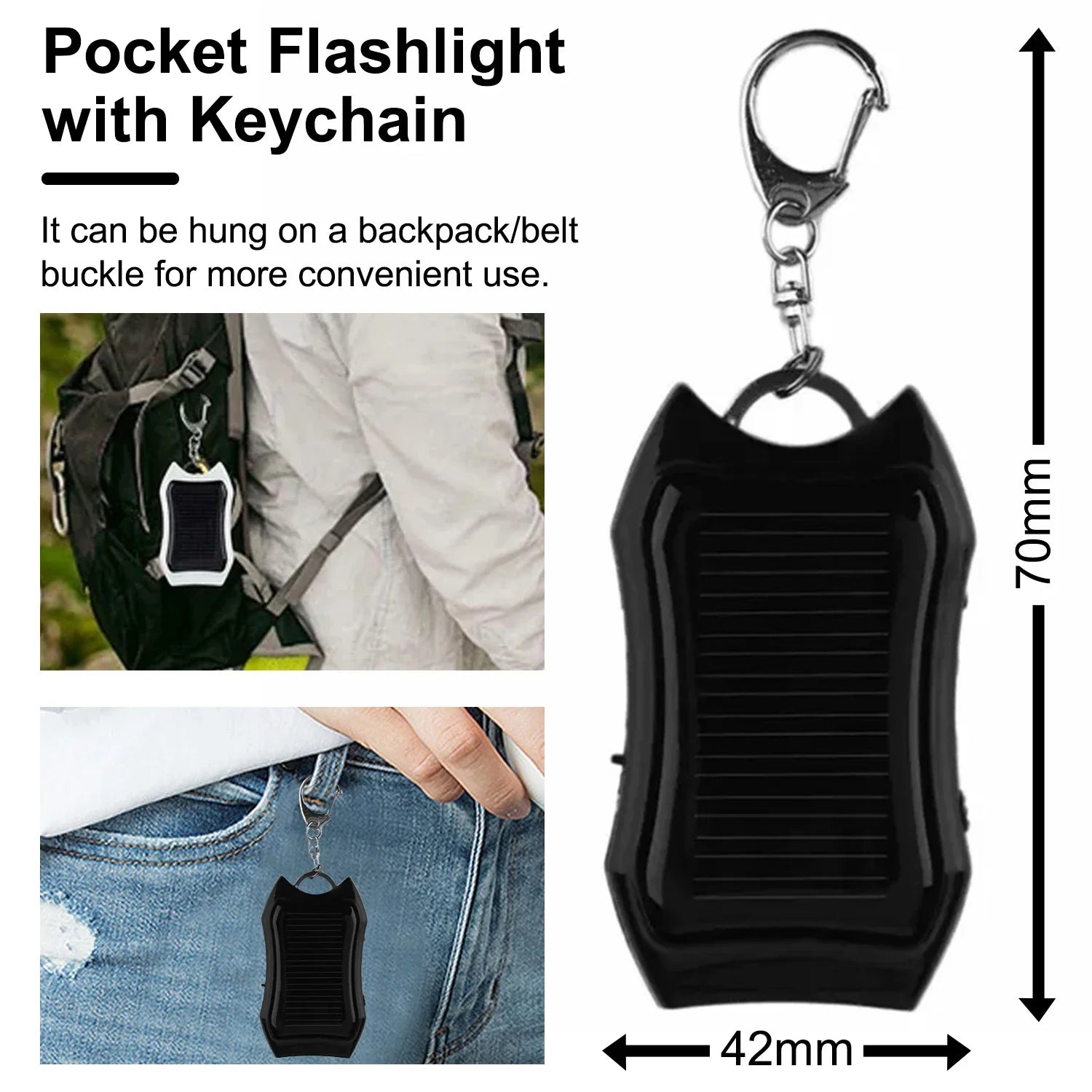 Mini Keychain Light Portable Solar Charging Flashlight Small Torch Emergency Lights USB Rechargeable Keychain Flashlights Oasis Select