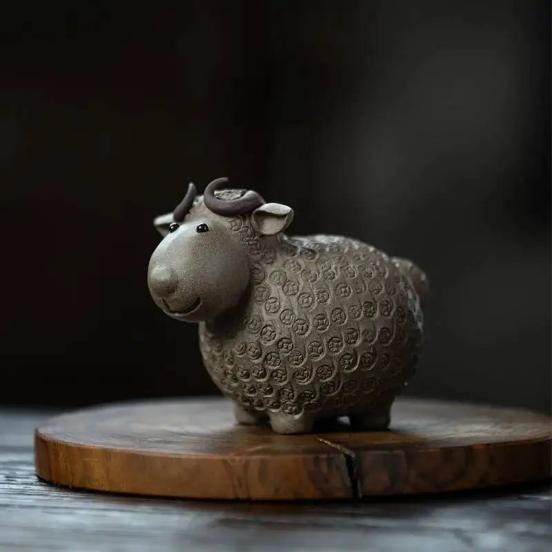 Purple Sand Tea Pet Sheep Ornament Cartoon Cow Sculpture Tea Play Accessories Oasis Select Lime Mud
