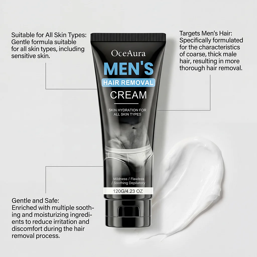 Men's Gentle Hair Removal Cream – Fast, Smooth & Hydrating Hair Removal Cream Oasis Select