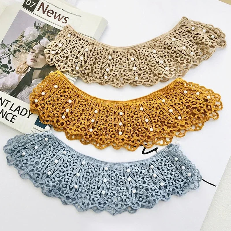 Detachable Lace Doll Collar with Pearl Shoulder Decoration Detachable Lace Collar Oasis Select