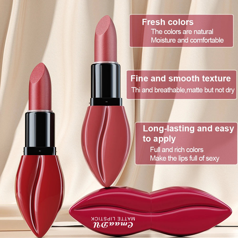 1pcs Matte Lip Gloss Lipstick, High Pigment Waterproof Velvet Long Lasting, Deep Red, Nude, Y2K Christmas Valentine's Day Gifts Oasis Select