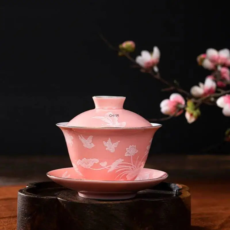 120ml Ceramic Small Mini Tea Cup Three Talents Tea Bowl Household Teacup Oasis Select