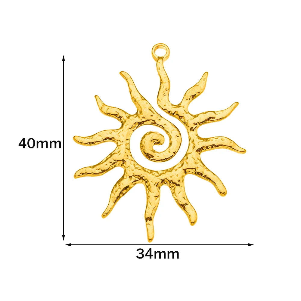 5pcs Stainless Steel Celestial Sun Charms Smile Pendants DIY for Necklace Bracelet Jewelry Making Craft Supplies Party Decor Oasis Select Gold 34x40mm