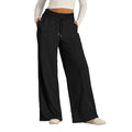 Women's Fleece Lined Wide Leg Sweatpants – High Waist Joggers Wide Leg Sweatpants Oasis Select Black L