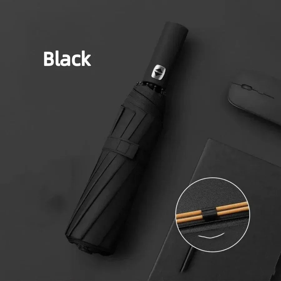 Auto Open Close Compact Travel Umbrella – UV & Rain Protection Compact Travel Umbrella Oasis Select Black 10K iron