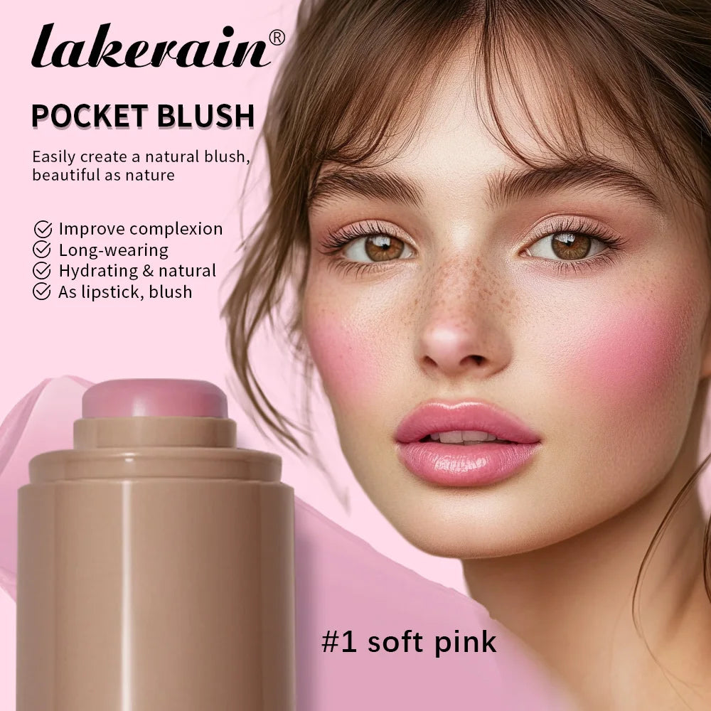 Lakerain 3in1 Cheek Lip Tinted Moistured Blush Stick Waterproof Easy Color Rouge Silky Smooth Blusher Cream Matte Contour Makeup Oasis Select