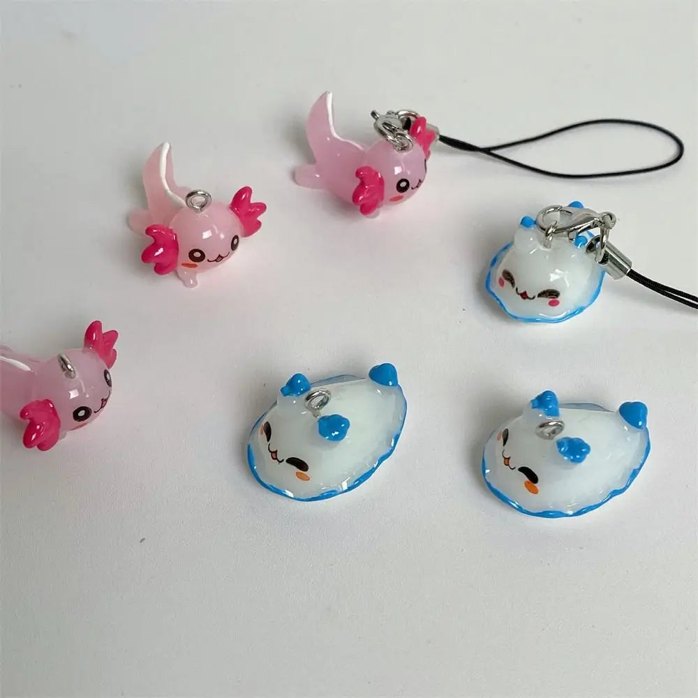 Jelly Sea Creature Phone Charms Blue Shark Sea Hare Black Whale Pink Axolotl Fish Phone Chain Cute Accessories Lanyard Keychain Oasis Select