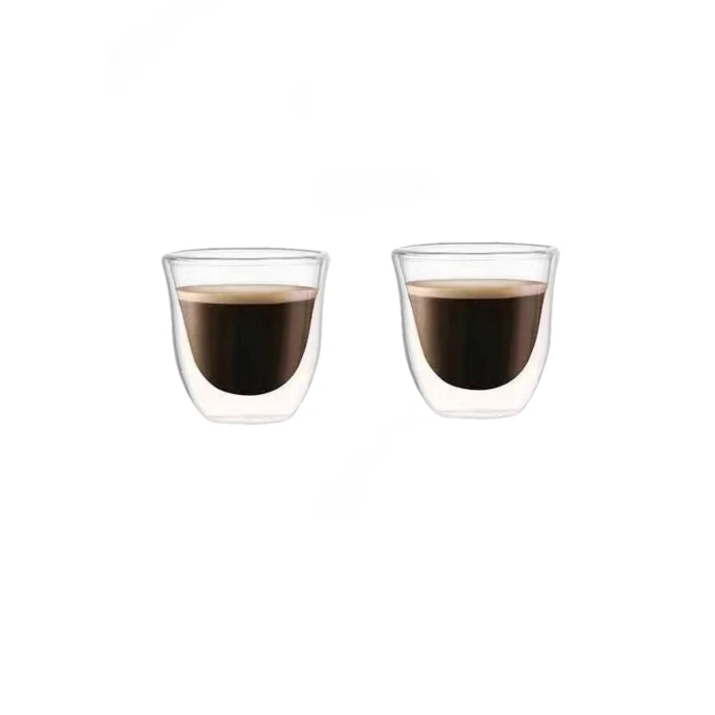 2pcs 80/150/220ml Double Wall Coffee Cup Heat Insulation Glass Cup Beer Milk Water Cups Transparent Cup Glass Drinkware Mug Oasis Select 80ML-2pcs 80-220ml