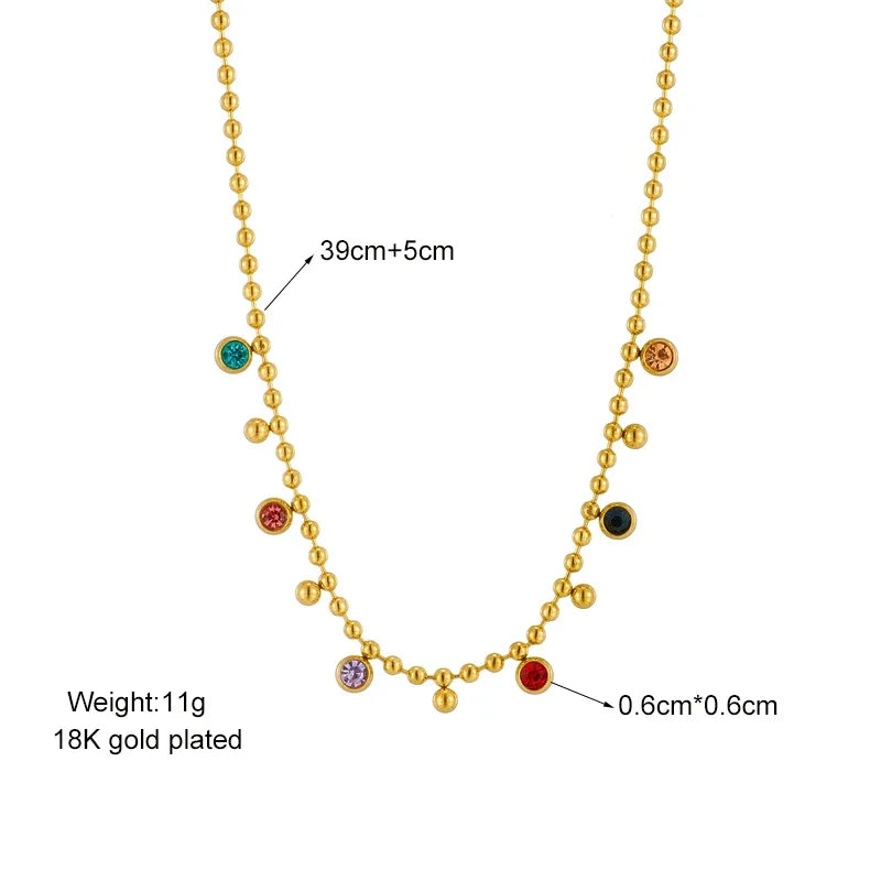 Stainless Steel Woman Necklace New Style Colorful Crystal Decoration Female Necklaces Bohemian Lady Jewelry Gifts Oasis Select