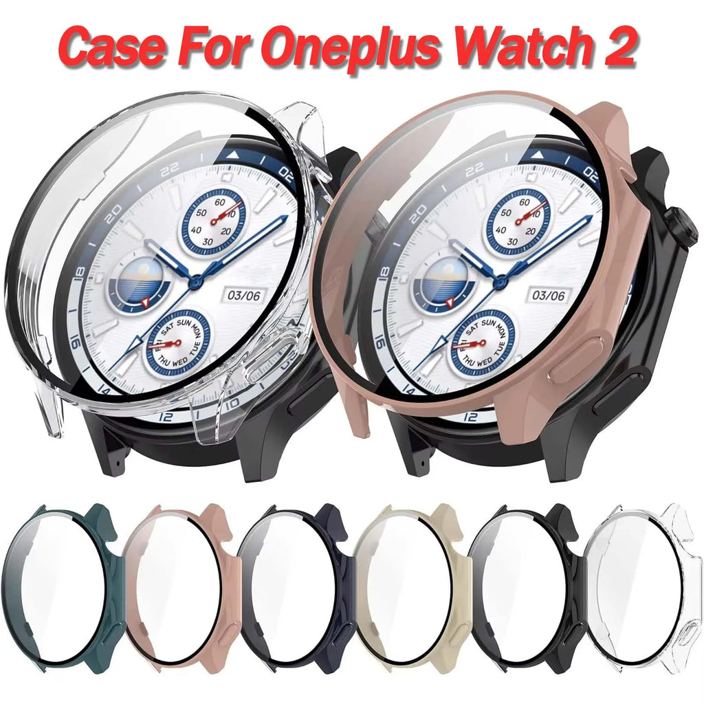 PC Case + Tempered Glass for OnePlus Watch 2 / OPPO Watch X Smartwatch Case & Glass Oasis Select