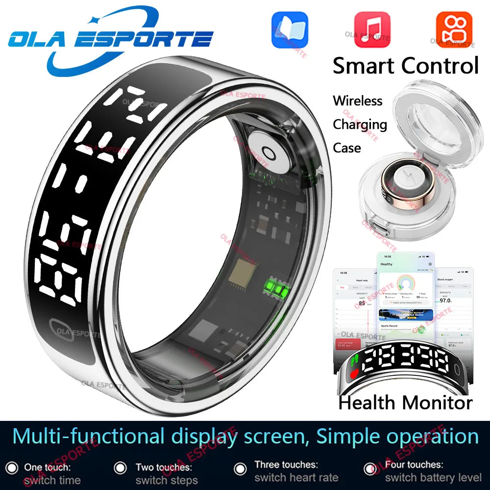 2025 Smart Ring R12/R13 – Display, Heart Rate & 5ATM Waterproof