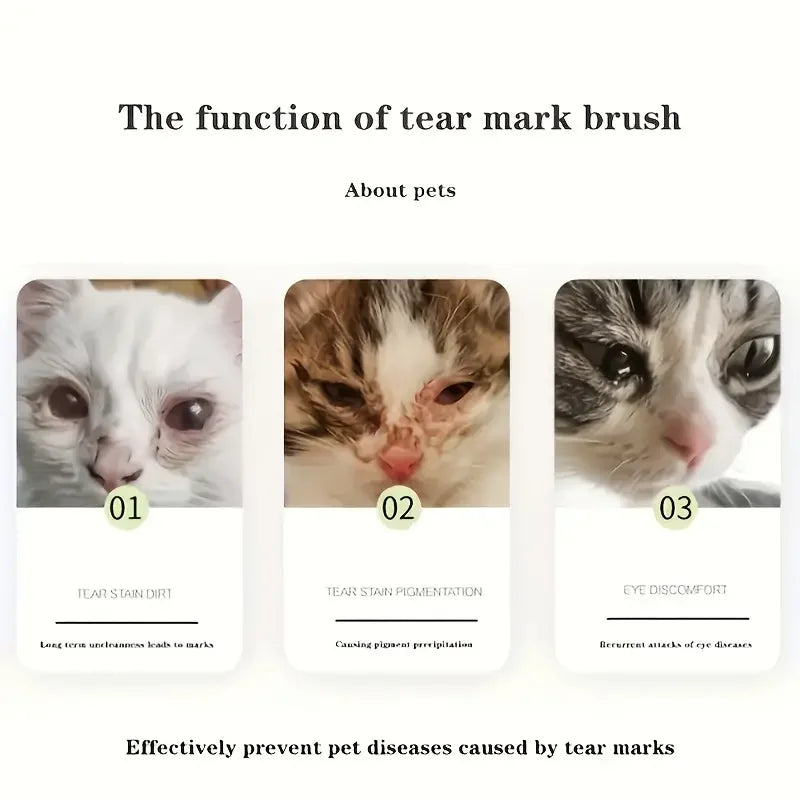 Pet Tear Stain Removal Brush Eye Cleaning Tear Stain Powder Brush Eye Poo Brush Makeup Brush Eye Cleaning Tool for Dog and Cat Oasis Select