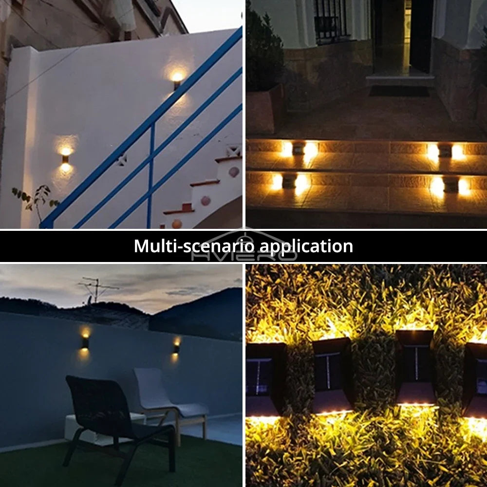 Solar LED Outdoor Wall Light IP65 Waterproof Garden Fence Lamp