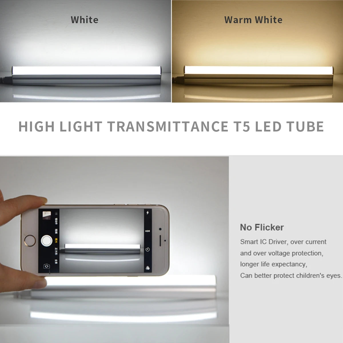 Led Tube T5 T8 Light For Home 220V 110V Aluminum Led Lamp Bar 6W/8W Home Kitchen Bedroom Wall Lamp Decor Lighting 3Hole Ports Oasis Select