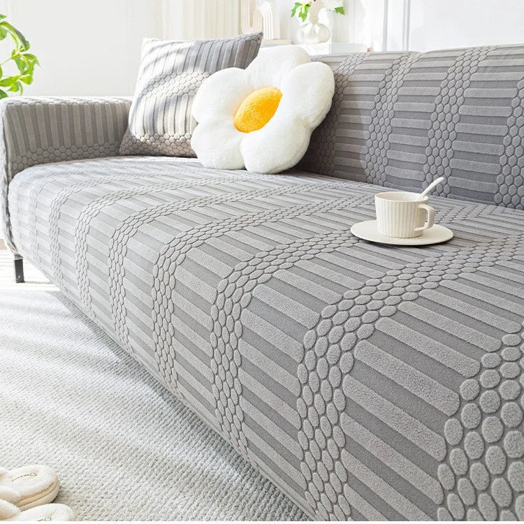 Cream-style Fully Wrapped Sofa Cover All-season Lazy Sofa Cover Cat Scratch-resistant Sofa Cushion Couch Covers for Sofas Oasis Select Gentleman Grey 1 person 90-140cm