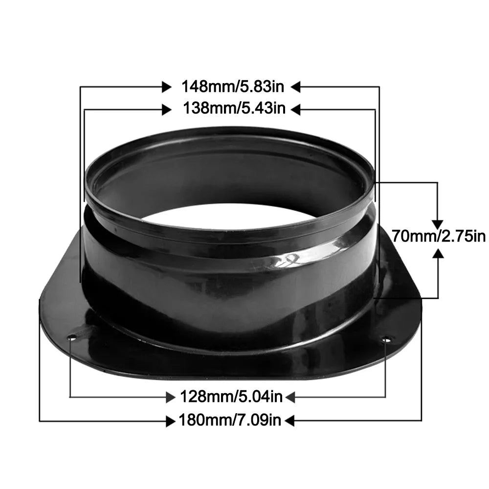 High Quality Plastic Vent Pipe Adapter Flange Connector Wall-mounted Square To Round Flange Interface Exhaust Pipe Joint Oasis Select Black-150mm