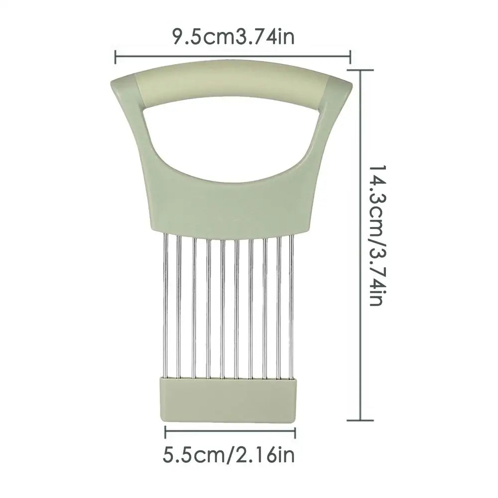 Onion Slicer stainless steel potato chip onion holder Tomato Onion Slicer Holder Vegetables Cutting Fork Kitchen Gadgets Oasis Select Light Green