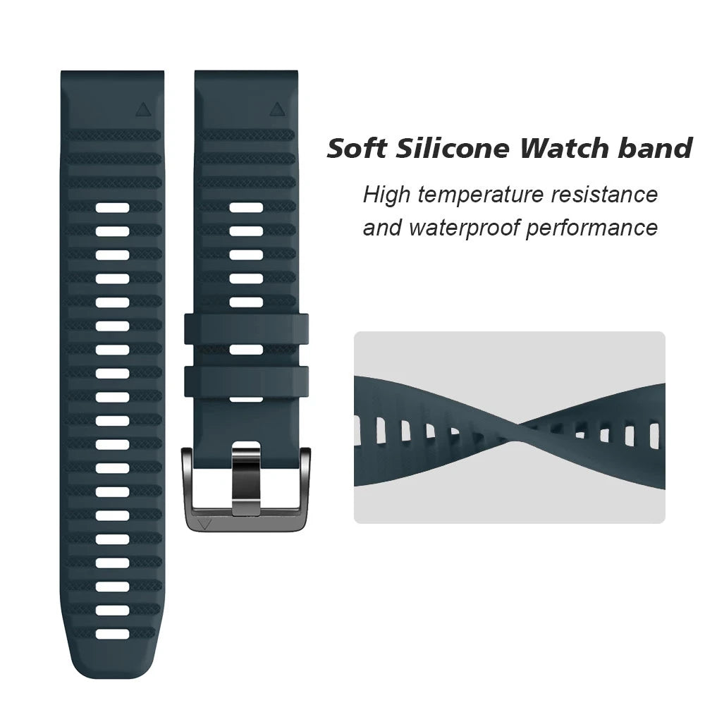 Silicone Quick Fit Band for Garmin Fenix 8/7/6/5 – 22mm & 26mm Silicone Watch Band Oasis Select