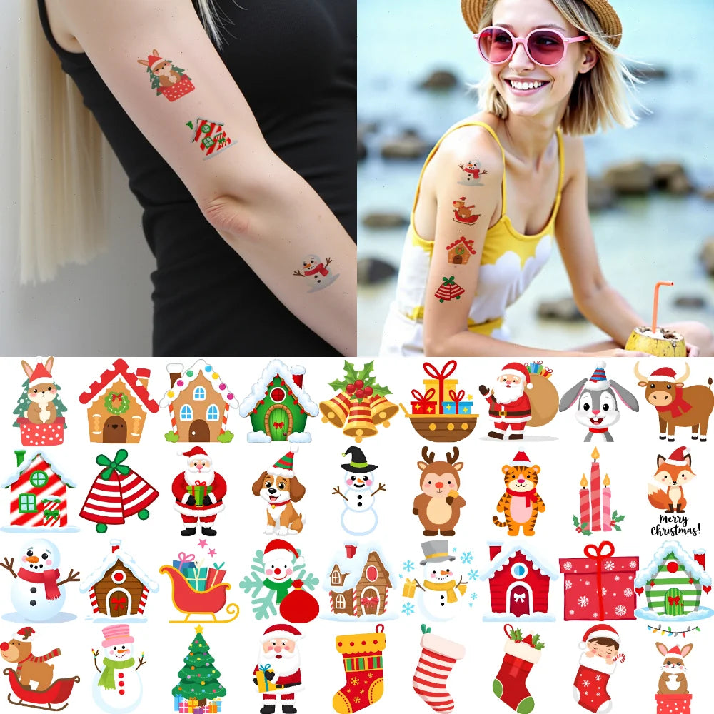 54pcs Christmas Temporary Tattoo Stickers for Kids – Holiday Set Temporary Tattoo Stickers Oasis Select