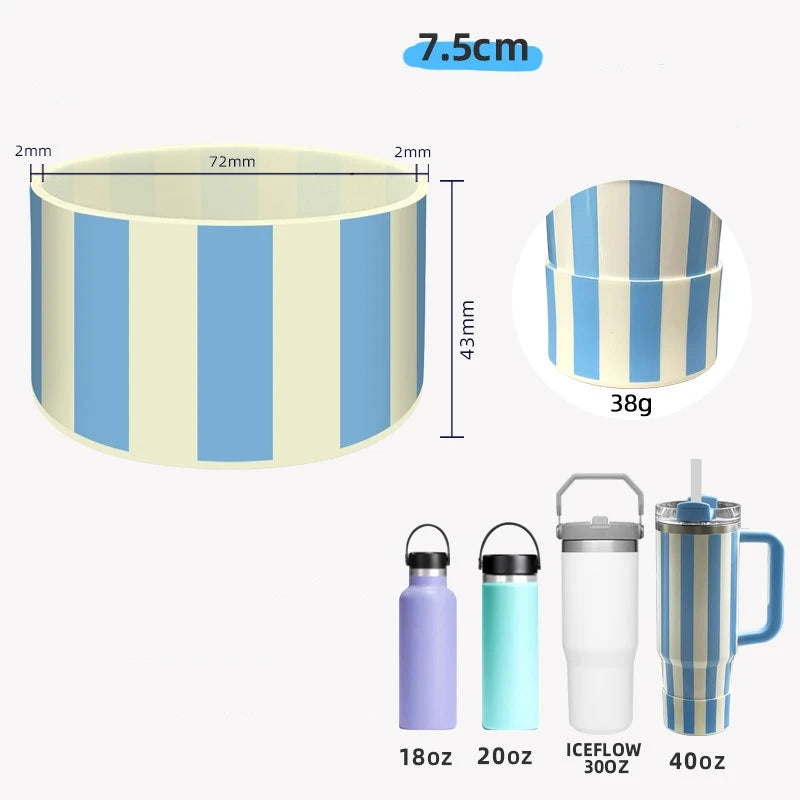 Stripe Tumbler Boot Compatible with Stanley 40oz 30oz Tumbler Water Bottle Bottom Protector Silicone Cup Cover for Thermos Oasis Select