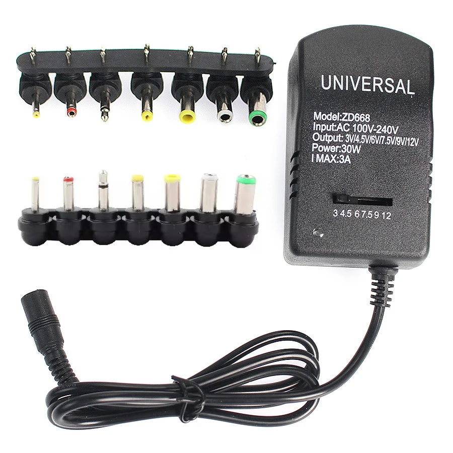Multi Voltage Adjustable Adapter Power Supply Charger AC 220V to DC 3V-12V Converter EU/US Plug 7-30W for Electronic Devices Oasis Select US