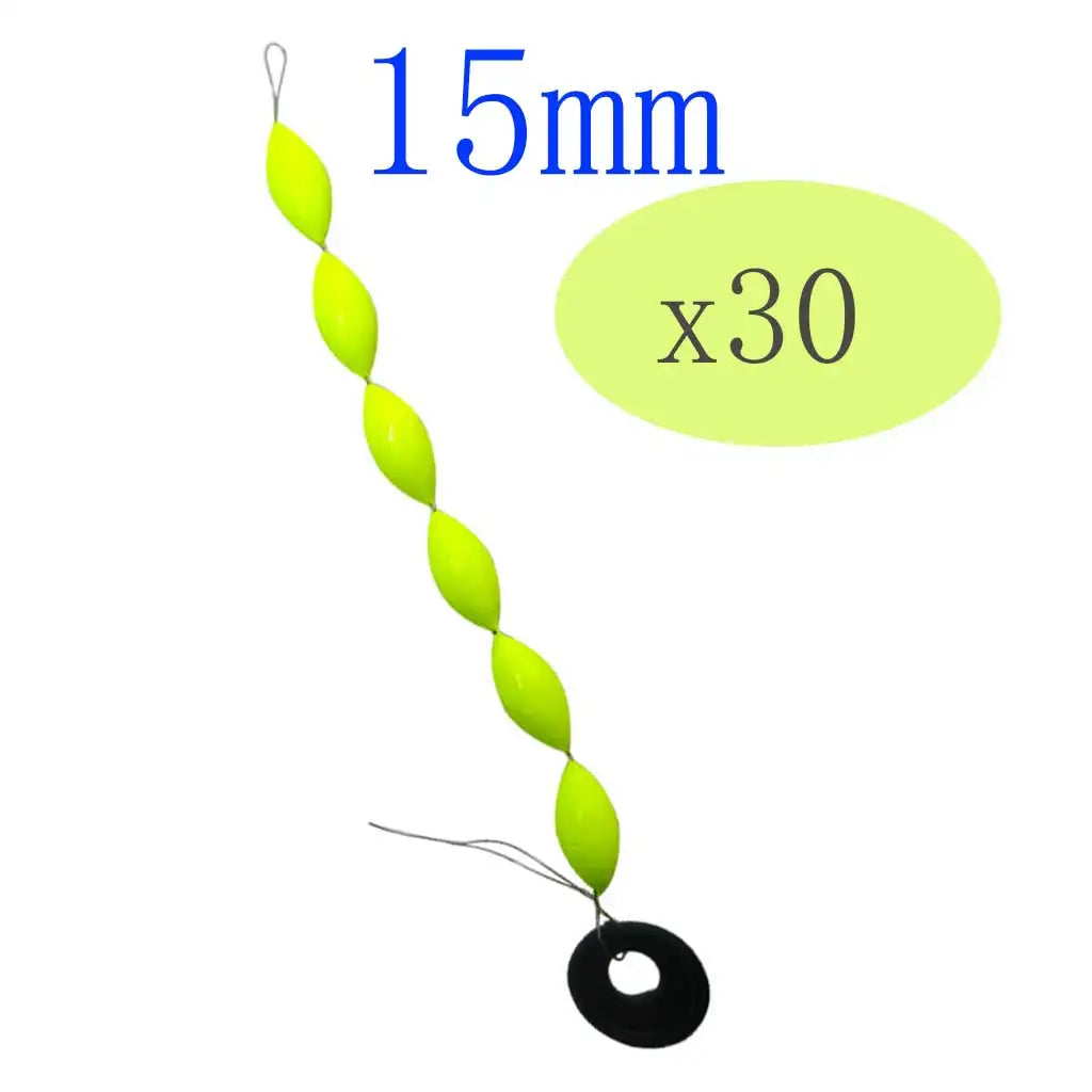 10/30bars Oblong Bean-Shaped Fishing Bobbers String Buoys for Still Water Fishing 7Star Centipede Style Buoy Drift Fishing Float Oasis Select 15mm30pcs